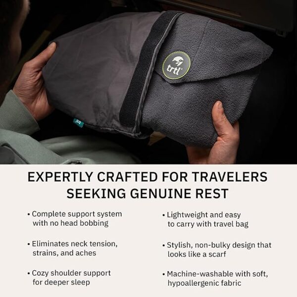 trtl Travel and Airplane Pillow - Real Sleeping Experience on Long Flights - Neck and Shoulder Support - Super-Soft, Lightweight, Easy-to-Carry, and Machine-Washable Flight Pillow - Image 3