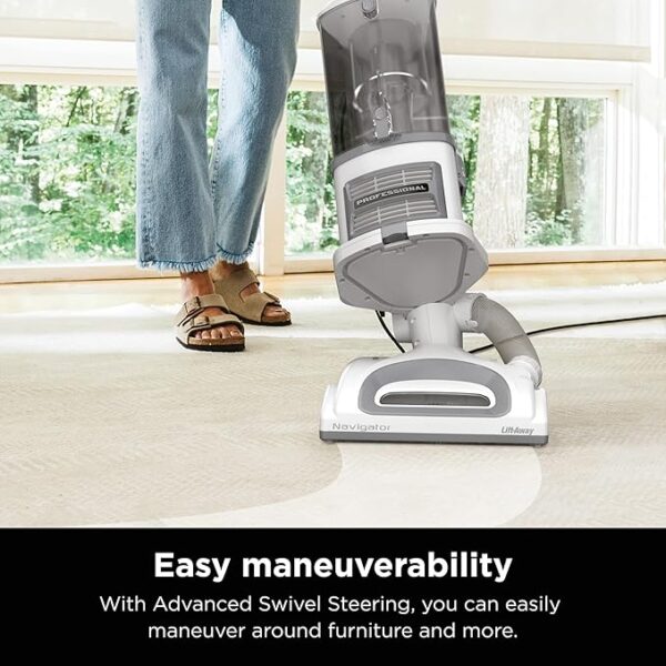 Shark Upright Vacuum, Navigator Lift-Away with Swivel Steering, HEPA Filter, XL Dust Cup, Pet Power, Dusting Brush, and Crevice Tool, Perfect for Pet Hair, White/Silver, NV356E - Image 3