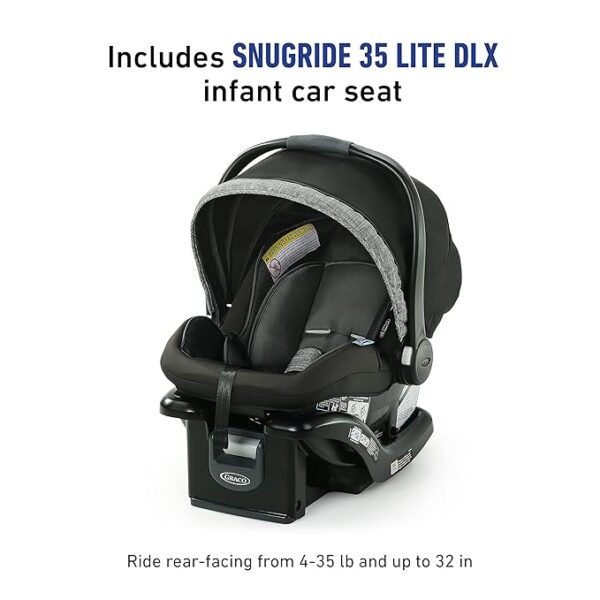 Graco Modes Pramette Travel System | Stroller & Car Seat Combo | 3-in-1 Stroller Modes | Includes Graco SnugRide 35 Infant Car Seat | Ellington - Image 4