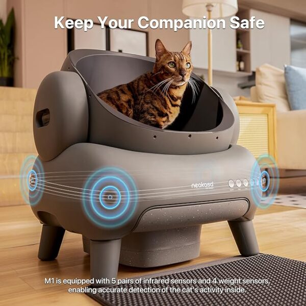 Neakasa M1 Open-Top Self Cleaning Cat Litter Box, Automatic Cat Litter Box with APP Control, Odor-Free Waste Disposal Includes Trash Bags - Image 5