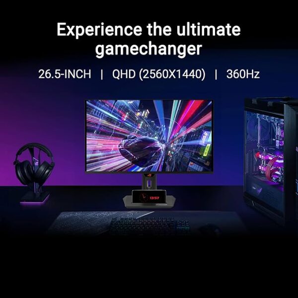 ASUS ROG Strix 27” 1440P OLED Gaming Monitor (XG27ACDNG) - QD-OLED, QHD (2560 x 1440), 360Hz, 0.03ms, Custom Heatsink, OLED Care+, G-SYNC Compatible, 99% DCI-P3, DisplayWidget, AI Gaming, 3yr warranty - Image 4