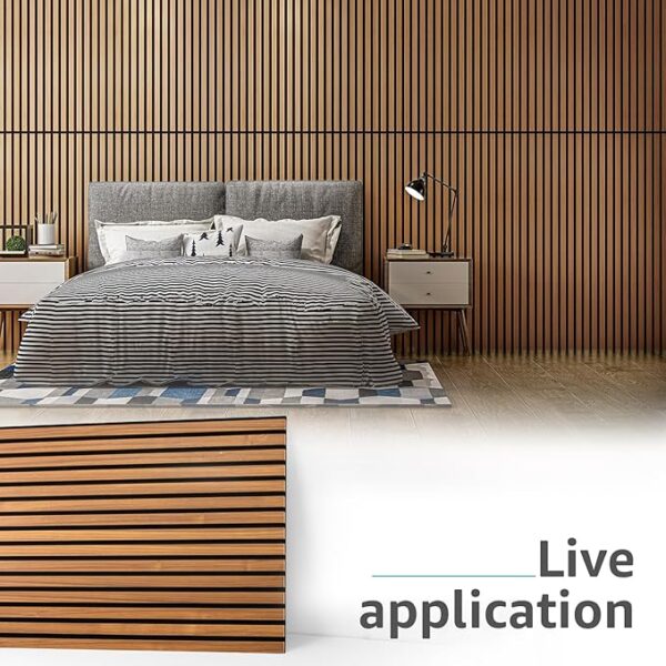 Art3d 2-Pack Acoustic Wood Slat Wall Panels for Interior Decor, 3D Fluted Sound Absorbing Wood Paneling for Accent Wall Ceiling Kitchen Living Room Bedroom Office, 47.2 x 23.6 inch Teak - Image 5