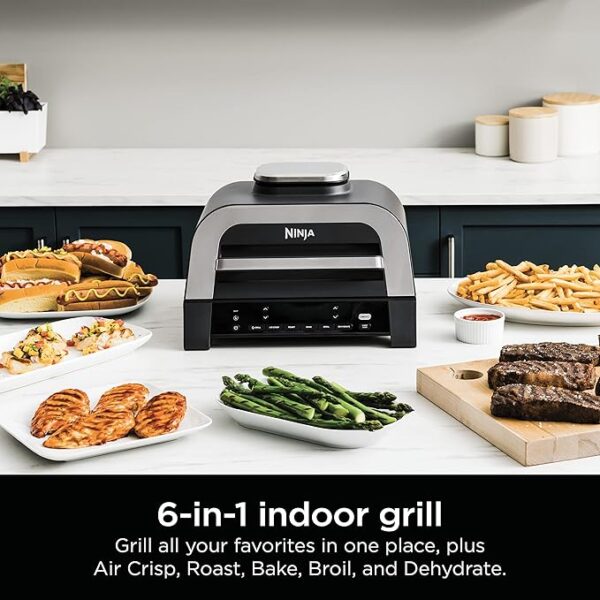 Ninja DG551 Foodi Smart XL 6-in-1 Indoor Grill with Air Fry, Roast, Bake, Broil, & Dehydrate, Foodi Smart Thermometer, 2nd Generation, Black/Silver - Image 2