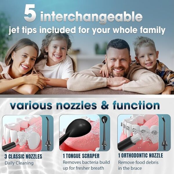Nicwell Water Dental Flosser Teeth Pick - Cordless Portable 4 Modes Rechargeable Flossers Oral Irrigator IPX7 Waterproof Travel Gum Floss Cleaner Deep Cleaning Flossing Picks for Home Daily Shower - Image 2