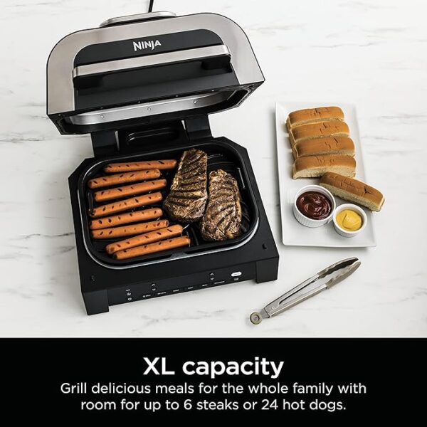 Ninja DG551 Foodi Smart XL 6-in-1 Indoor Grill with Air Fry, Roast, Bake, Broil, & Dehydrate, Foodi Smart Thermometer, 2nd Generation, Black/Silver - Image 3