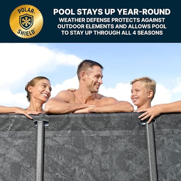 Bestway APX 365 Rectangular Swimming Pool Above Ground Outdoor Backyard Framed Pool Set with Sand Filter Pump, Ladder, and Cover, 31'4" x 16' x 52" - Image 4