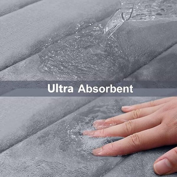 Buganda Memory Foam Bath Mat, 44" x 24", Ultra Soft and Non-Slip Bathroom Rugs, Water Absorbent and Machine Washable Bath Rug Runner for Bathroom, Shower, and Tub, Medium Grey - Image 7