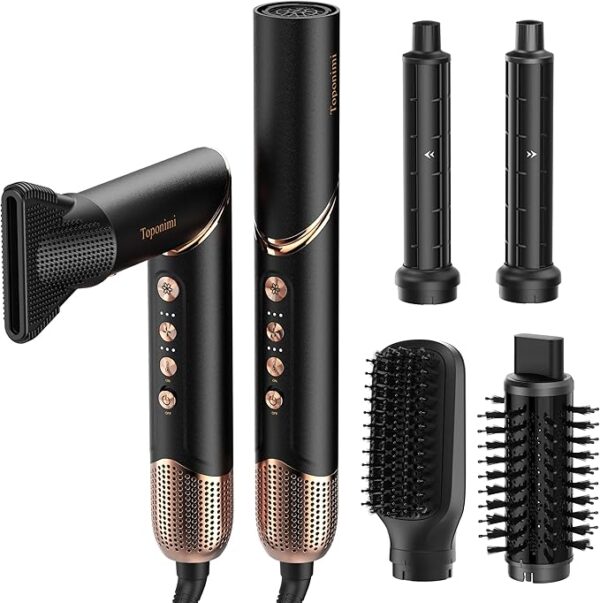 Auto Airwrap Hair Styler & Dryer, 5 in 1 Multi Styling Hot Air Dryer Brush Curler for Hair, High Speed 110000 RPM Negative Lonic Frizz-Free, Fast Drying Curling Volumizing Straightening Magic Styler