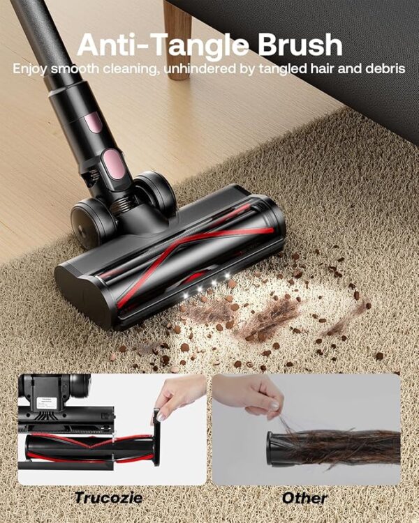 Cordless Vacuum Cleaner, 40Kpa 45Mins Vacuum Cleaners for Home, 8-in-1 Lightweight Stick Vacuum with Powerful Suction, Anti-tangle Wireless Vacuum for Carpet, Tile, Pet Hair, Hardwood Floors, Black - Image 6