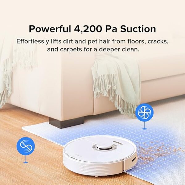 roborock Q7 Max+ Robot Vacuum and Mop, Self-Emptying up to 7 Weeks, 4200Pa Suction, 30-Level Adjustable Water Flow, PreciSense LiDAR Navigation, No-Mop & No-Go Zones, APP & Voice Control - Image 3