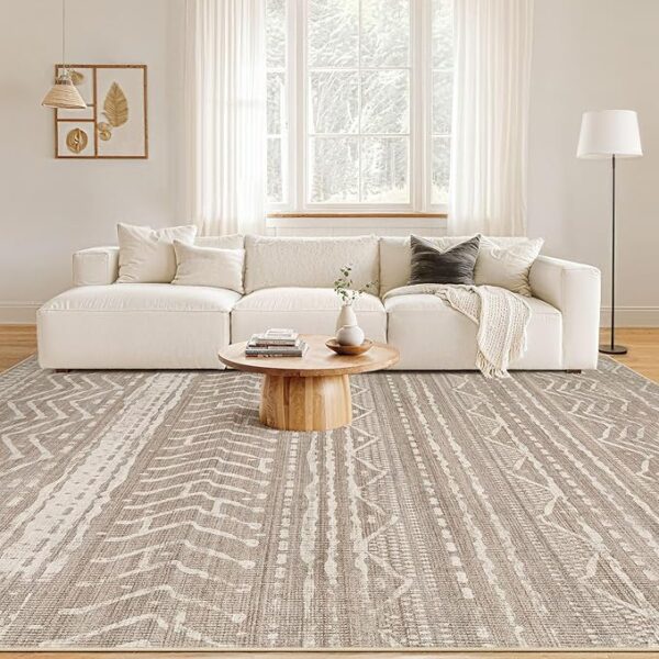 10x14 Area Rugs Living Room: Washable Boho Large Neutral Modern Soft Stain Resistant Farmhouse Indoor Floor Rug Non Slip Accent Carpet for Bedroom Nursery Kids Playroom Office Dining Room- Dark Brown - Image 4
