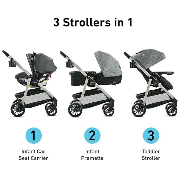 Graco Modes Pramette Travel System | Stroller & Car Seat Combo | 3-in-1 Stroller Modes | Includes Graco SnugRide 35 Infant Car Seat | Ellington - Image 5