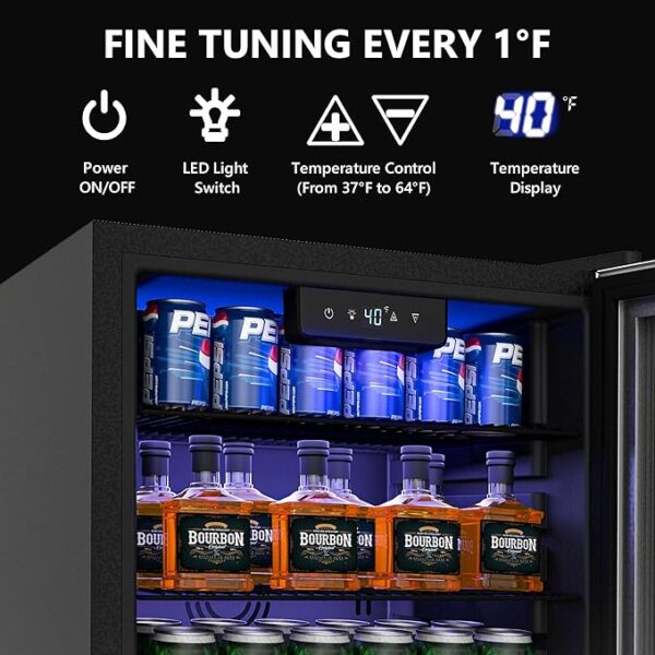 Beverage Refrigerator Cooler - 126 Can Mini Fridge with Glass Door for Soda Beer or Wine, Beverage Cooler for Home, Office, Bar with Adjustable Removable Shelves, Silver - Image 7
