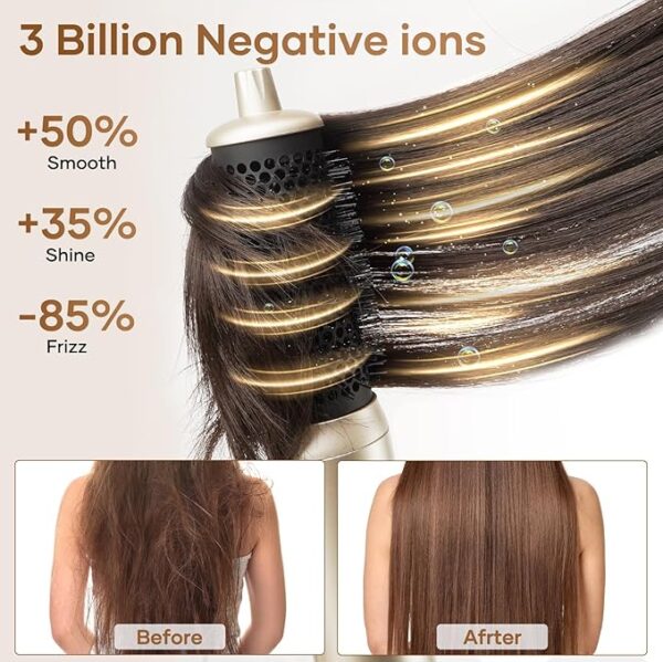 Hair Dryer Brush TECHMERI 6 in 1 Blow Dryer Brush Ions, Detachable Hair Styler Tools, Auto Wrap Curler, Hot Air Brush for Drying, Straightening and Volumizing, High Speed - Image 3