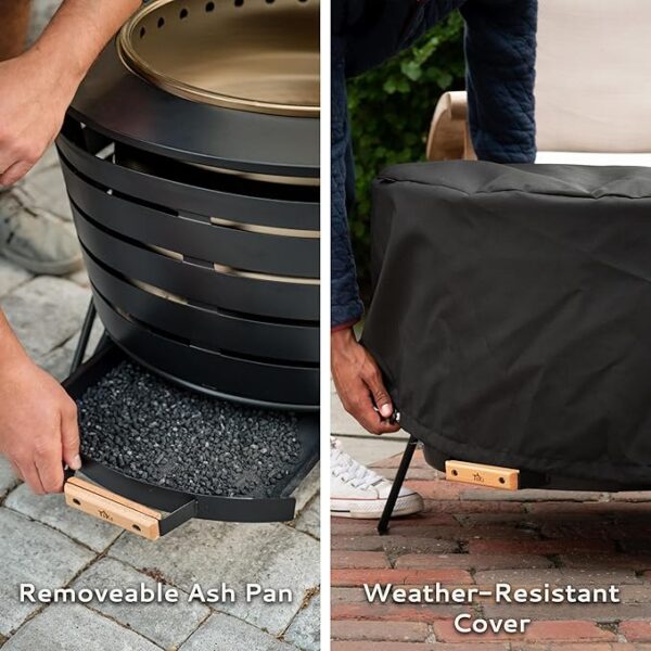TIKI 25-Inch Smokeless Patio Fire Pit, Wood Burning with Removable Ash Pan & Weather-Resistant Cover, Modern Black Design – Ideal Outdoor Smokeless Fire Pit for Backyard & Patio - Image 3