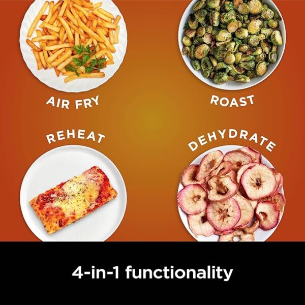Ninja Air Fryer Pro 4-in-1 with 5 QT Capacity, Air Fry, Roast, Reheat, Dehydrate, Air Crisp Technology with 400F for hot, 120 Volts, Nonstick Basket & Crisper Plate, Grey, AF141 - Image 2