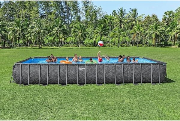Bestway APX 365 Rectangular Swimming Pool Above Ground Outdoor Backyard Framed Pool Set with Sand Filter Pump, Ladder, and Cover, 31'4" x 16' x 52" - Image 6