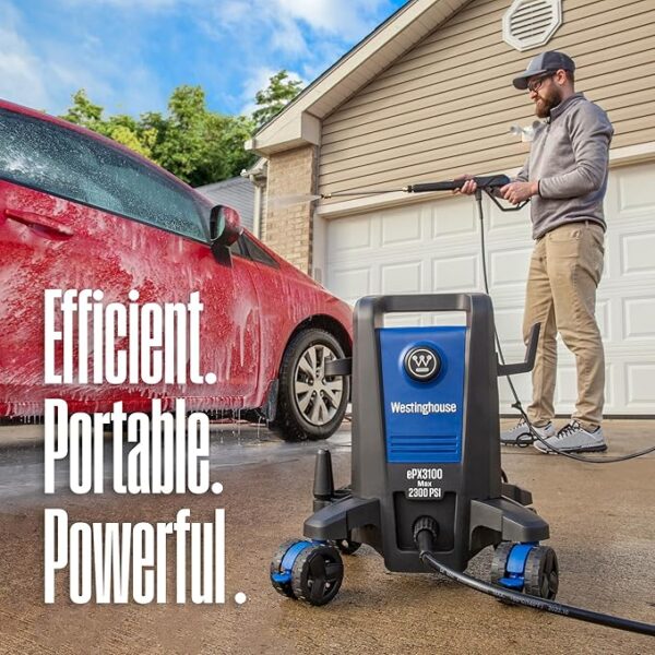 Westinghouse ePX3100 Electric Pressure Washer, 2300 Max PSI 1.76 Max GPM with Anti-Tipping Technology, Onboard Soap Tank, Pro-Style Steel Wand, 5-Nozzle Set, for Cars/Fences/Driveways/Home/Patios - Image 5