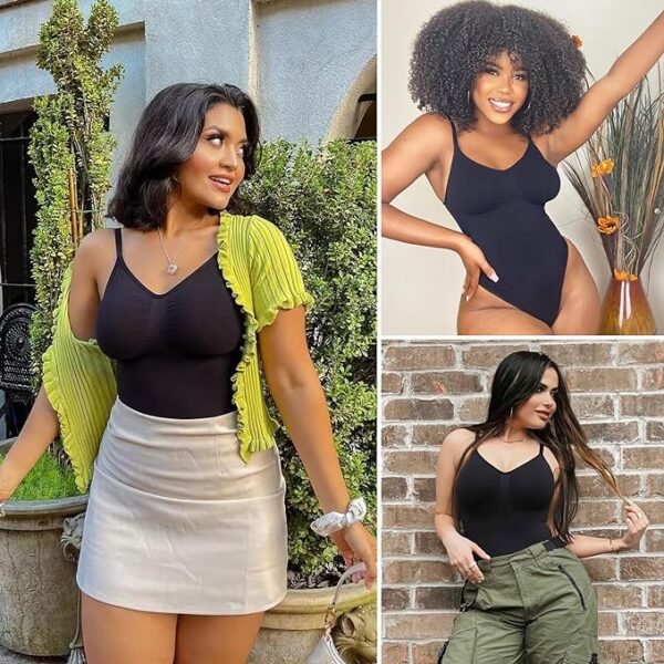 SHAPERX Women's Shapewear Bodysuit Tummy Control Body Shaper Seamless Sculpting Snatched Waist Body Suit - Image 4