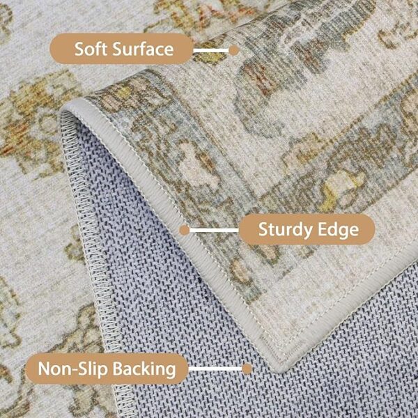 Rugs for Living Room, Ultra-Thin Machine Washable Area Rugs Foldable, Bedroom Dining Room Non Slip Rubber Rugs Backing, Sound-Absorbed Decorative Rectangle 6x9 Grey/Heavy Brown Rug - Image 2