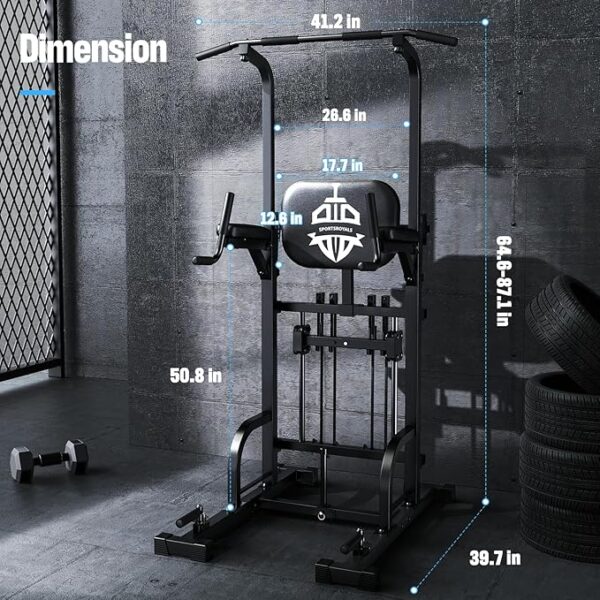 Sportsroyals Power Tower Pull Up Dip Station Assistive Trainer Multi-Function Home Gym Strength Training Fitness Equipment 440LBS - Image 6