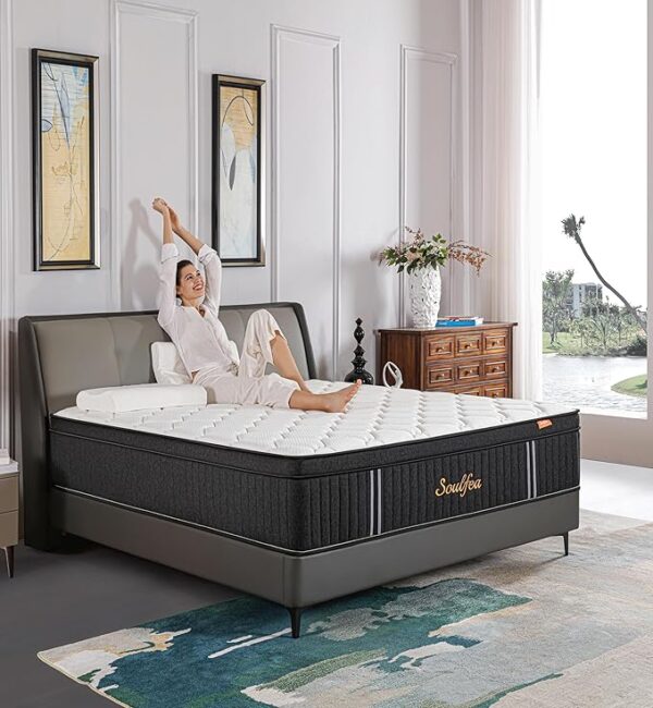 Queen Mattress,12 Inch Queen Size Mattresses Memory Foam Hybrid Black Mattress in a Box,with Provide Support and Improve Sleep Mattresses,Medium Firm,CertiPUR-US. - Image 2