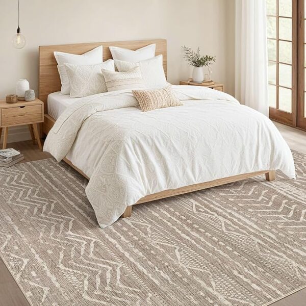 10x14 Area Rugs Living Room: Washable Boho Large Neutral Modern Soft Stain Resistant Farmhouse Indoor Floor Rug Non Slip Accent Carpet for Bedroom Nursery Kids Playroom Office Dining Room- Dark Brown - Image 3