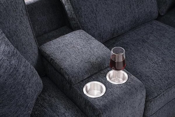 127" L-Shaped Sectional Couch with Movable Ottoman&6 Throw Pillows,7 Seat Chenille Upholstered Sofa W/2 Cup Holder,USB Port&Hidden Storage Box,DIY Combination,for Living Room,Apartment,Dark Gray - Image 4