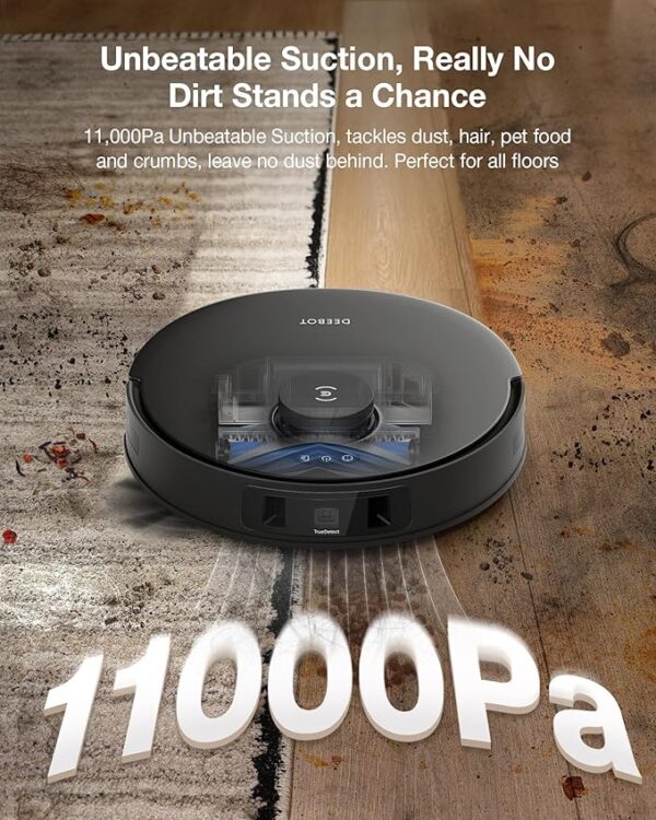 ECOVACS DEEBOT T30S Combo Robot Vacuum and Mop, All-in-One Cleaning Hub, 11000Pa, ZeroTangle Technology, TruEdge Adaptive Edge Mopping, Dual Self-Emptying, Hot Water Mop Washing, Auto-Mop Lifting - Image 5
