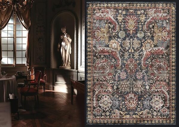 Washable Area Rugs - Perfect for Living Room, Bedroom, Kids Room, Nursery - Stain & Water Resistant Non-Slip, Pet & Child Friendly, Vintage Tribal Area Rugs (Rust, 4' x 6') - Image 4