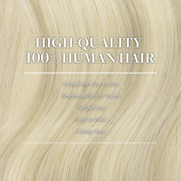 GOO GOO Clip in Hair Extensions Real Human Hair, Remy Human Hair Extensions Clip ins for Women, Natural Human Hair, 20inch 150g 9Pcs, 17A/60A Ash Blonde Highlighted Platinum Blonde - Image 4