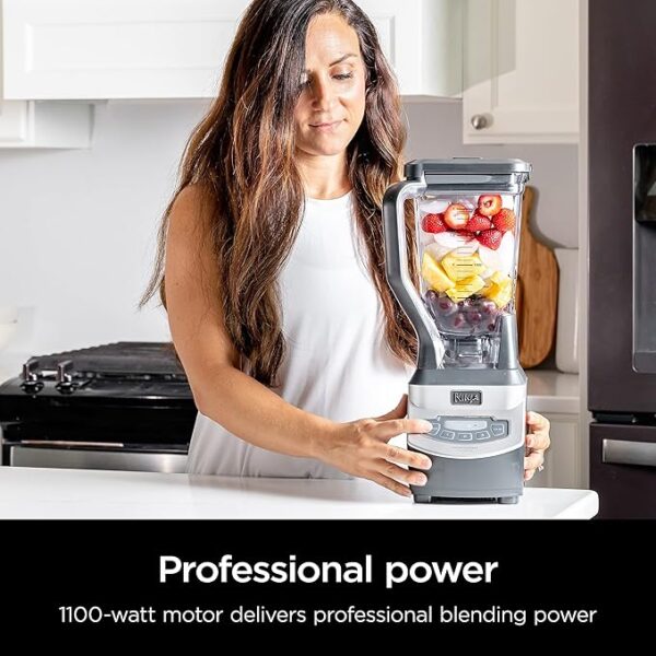 Ninja BL660 Professional Compact Smoothie & Food Processing Blender, 1100-Watts, 3 Functions -for Frozen Drinks, Smoothies, Sauces, & More, 72-oz.* Pitcher, (2) 16-oz. To-Go Cups & Spout Lids, Gray - Image 4