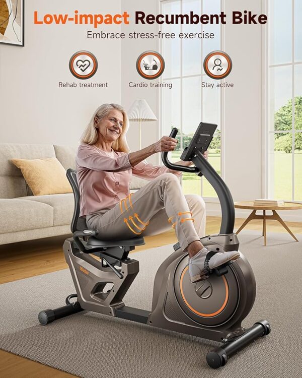 Niceday Recumbent Exercise Bike, Recumbent Bike for Home, Recumbent Stationary Bike 400LBS Weight Capacity, Magnetic Recumbent Bike with Smart APP, LCD Monitor, Heart Rate Handle - Image 6