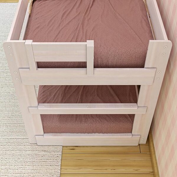 Max & Lily Modern Farmhouse Low Bunk Bed, Twin-Over-Twin Bed Frame For Kids, White Wash - Image 2
