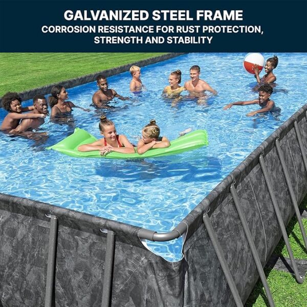 Bestway APX 365 Rectangular Swimming Pool Above Ground Outdoor Backyard Framed Pool Set with Sand Filter Pump, Ladder, and Cover, 31'4" x 16' x 52" - Image 5