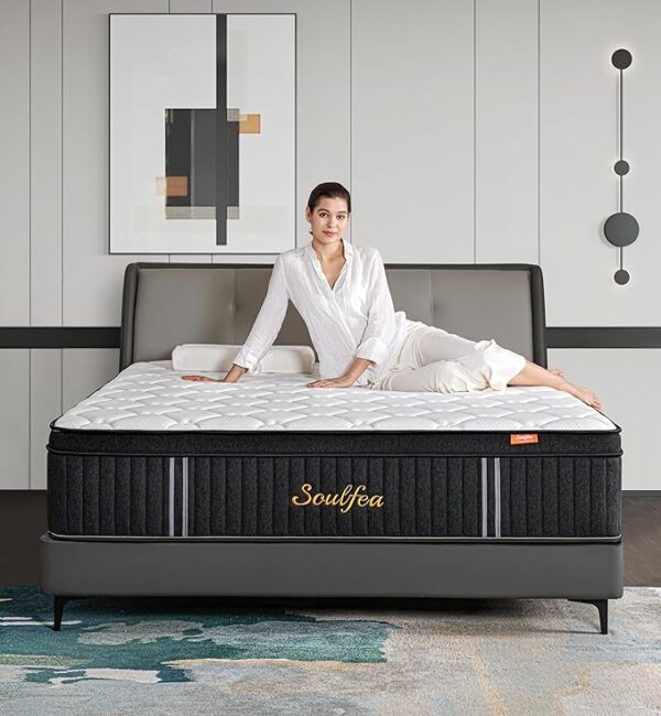 Queen Mattress,12 Inch Queen Size Mattresses Memory Foam Hybrid Black Mattress in a Box,with Provide Support and Improve Sleep Mattresses,Medium Firm,CertiPUR-US.