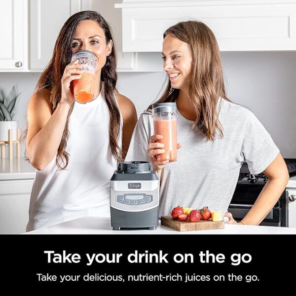 Ninja BL660 Professional Compact Smoothie & Food Processing Blender, 1100-Watts, 3 Functions -for Frozen Drinks, Smoothies, Sauces, & More, 72-oz.* Pitcher, (2) 16-oz. To-Go Cups & Spout Lids, Gray - Image 3