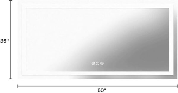 Amorho LED Bathroom Mirror 60'' X36'' with Front and Backlight, Large Dimmable Wall Mirrors with Anti-Fog, Shatter-Proof, Memory, 3 Colors, Double LED Vanity Mirror - Image 2