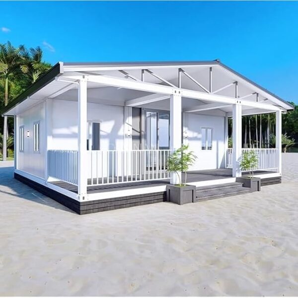 40FT Expandable Mobile Prefab Home with Balcony | 1-3 Bedroom, 1-Bathroom Modular House | Weatherproof Emergency Shelter & Off-Grid Tiny Home | Energy-Efficient ADU for Living, Rental, or Office Use