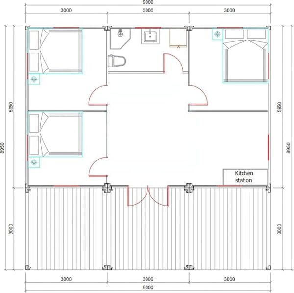 40FT Expandable Mobile Prefab Home with Balcony | 1-3 Bedroom, 1-Bathroom Modular House | Weatherproof Emergency Shelter & Off-Grid Tiny Home | Energy-Efficient ADU for Living, Rental, or Office Use - Image 4