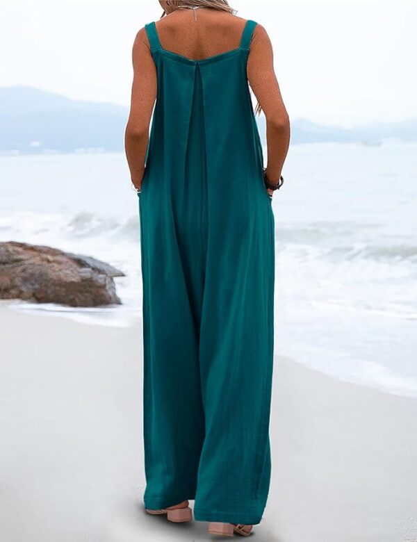 YESNO Women's Summer Casual Overalls Loose Wide Leg Jumpsuits Boho Floral Printed Baggy Rompers with Pockets PZH - Image 3