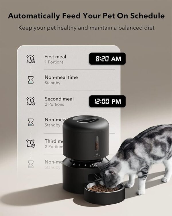 PETLIBRO Automatic Cat Feeder, Automatic Cat Food Dispenser with Freshness Preservation, Timed Pet Feeders for Dry Food, Up to 50 Portions 6 Meals Per Day, Granary Pet Feeder for Cats Dogs - Image 4