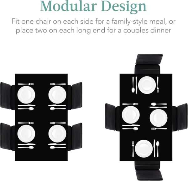 Best Choice Products 5-Piece Glass Dining Set, Modern Kitchen Table Furniture for Dining Room, Dinette, Compact Space-Saving w/Glass Tabletop, 4 Upholstered PU Chairs, Metal Steel Frame - Black - Image 2