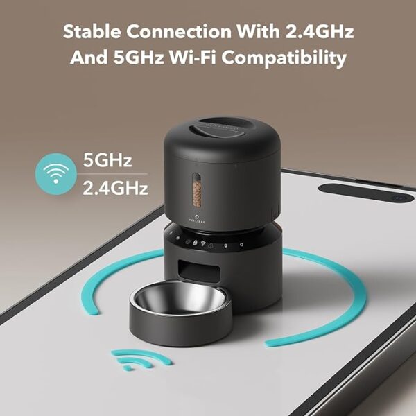 PETLIBRO Automatic Cat Feeder, 5G WiFi Automatic Pet Feeder with Freshness Preservation, 3L Timed Cat Feeders for Dry Food, Up to 48 Portions 10 Meals Per Day, Granary Pet Feeder for Cat/Dog, Black - Image 2
