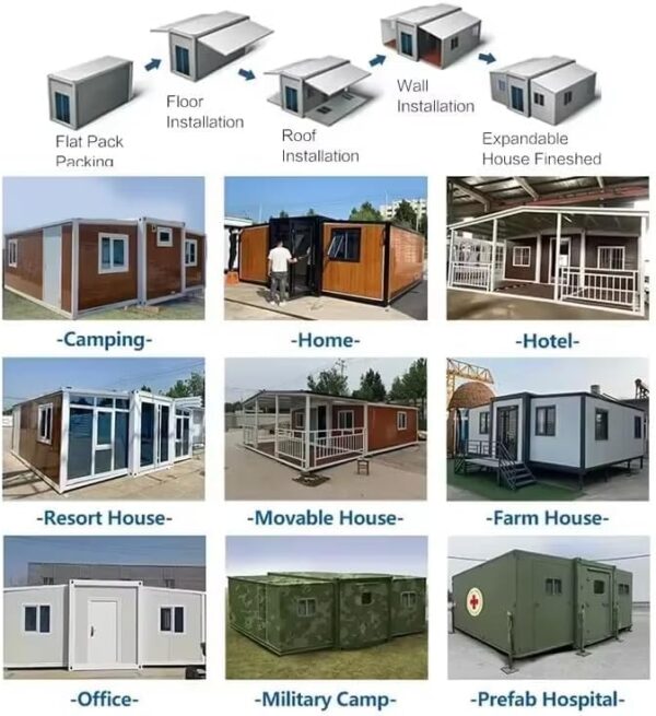 Portable Prefab Tiny Home for Sale, 20ft Modular Homes with 3 Bedrooms, 1 Kitchen & Bathroom, Expandable Container House, Mobile Foldable Home for Adults - Image 6