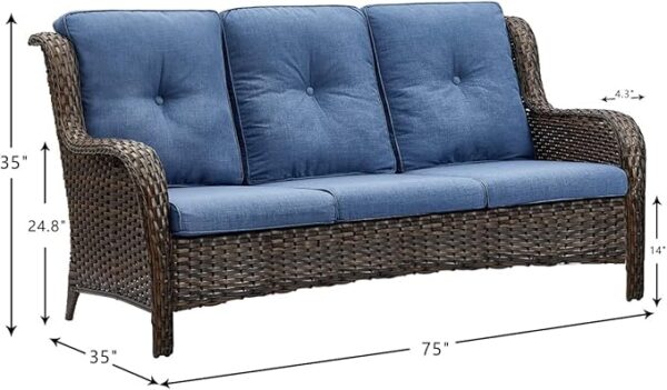 HUMMUH Patio Furniture 6 Pieces Outdoor Furniture Set Wicker Outdoor Sectional Sofa with Swivel Rocking Chairs,Patio Ottomans,Patio Coffee Table - Image 5