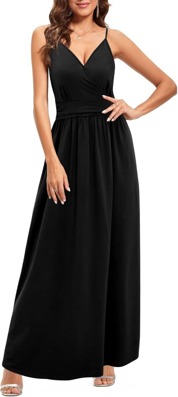Newshows Women Summer 2025 Maxi Dress Vacation Floral Spaghetti Strap Spring Casual Boho Split Beach Long Flowy Sundress - Image 4