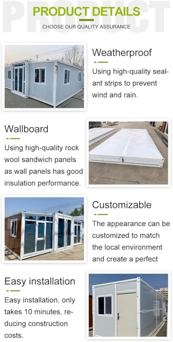 Insulated 40ft 20ft Tiny Homes for Sale Prefab, Prefabricated Movable Modern Expandable Container House 2 Bedroom, Tiny Homes to Live in for Adults - Image 6