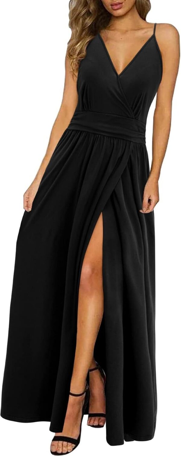Newshows Women Summer 2025 Maxi Dress Vacation Floral Spaghetti Strap Spring Casual Boho Split Beach Long Flowy Sundress