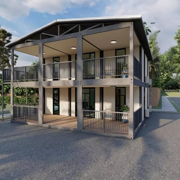 2-Storey Custom Detachable Tiny Home with 1-6 Bedroom, Expandable Container Tiny House for Sale, Prefabricated Modern Modular 2 Story Office Building